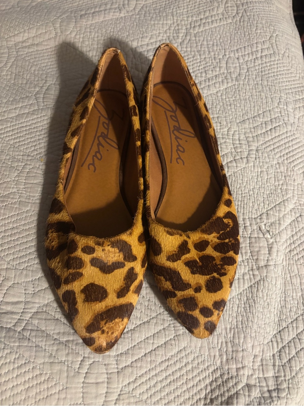 Zodiac Cow Fur Dyed Flats-Size 10-Worn  1 Time